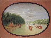 George Catlin Primitive Sailing by the Winnebago indians oil painting reproduction